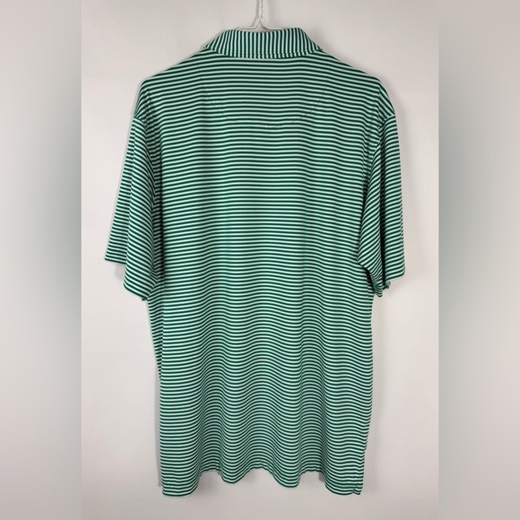 Byron Nelson DriWay Golf Shirt Green White Stripes Medium Performance Polo - Picture 2 of 12